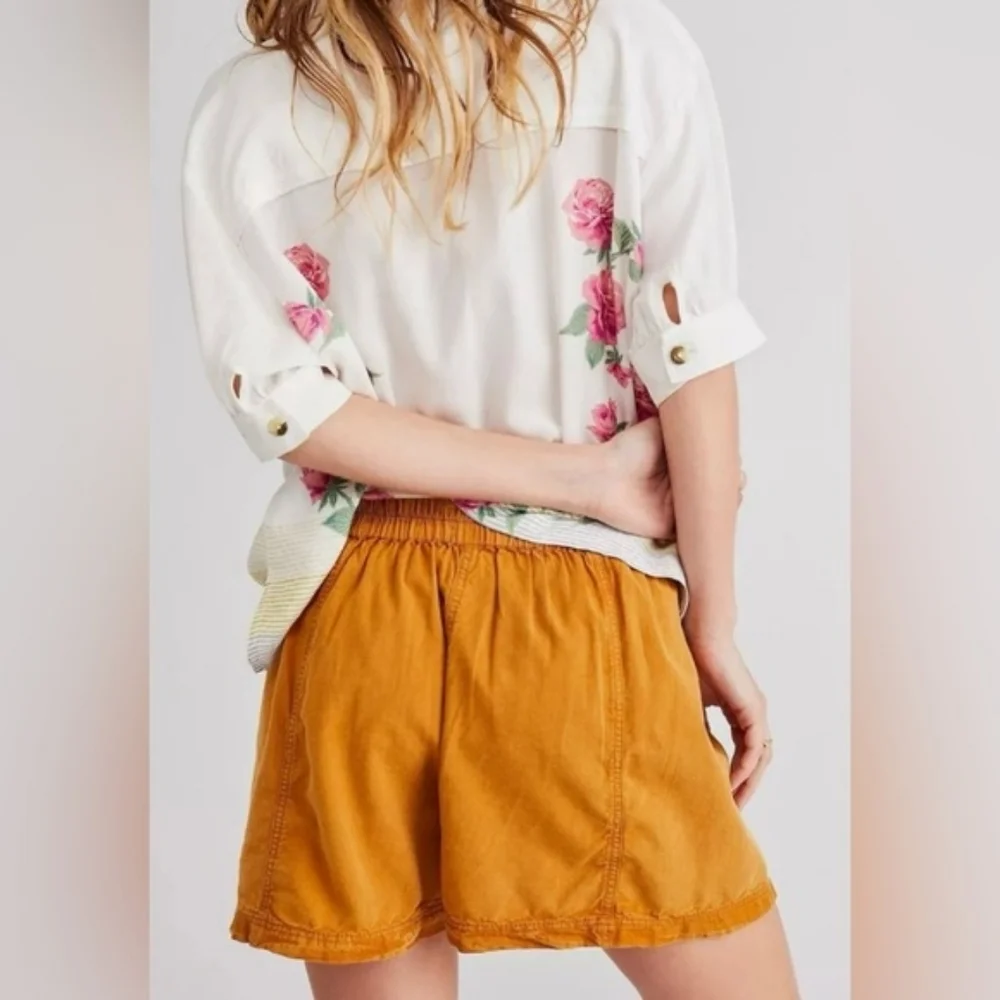 💘 Free People Get Free Poplin Pull On Shorts Size Medium - Picture 2 of 8